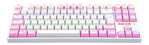 Teclado Gamer Redragon Daksa Branco/rosa - Switch Marrom