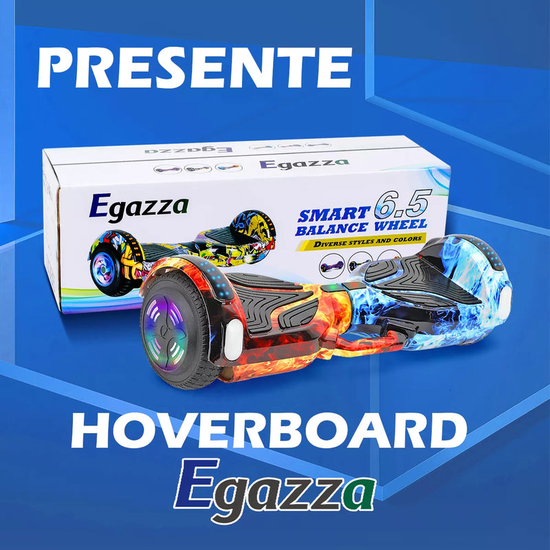 Skate Elétrico Hoverboard Overboard Com Bluetooth E Led 6,5 (Gelo e fogo)