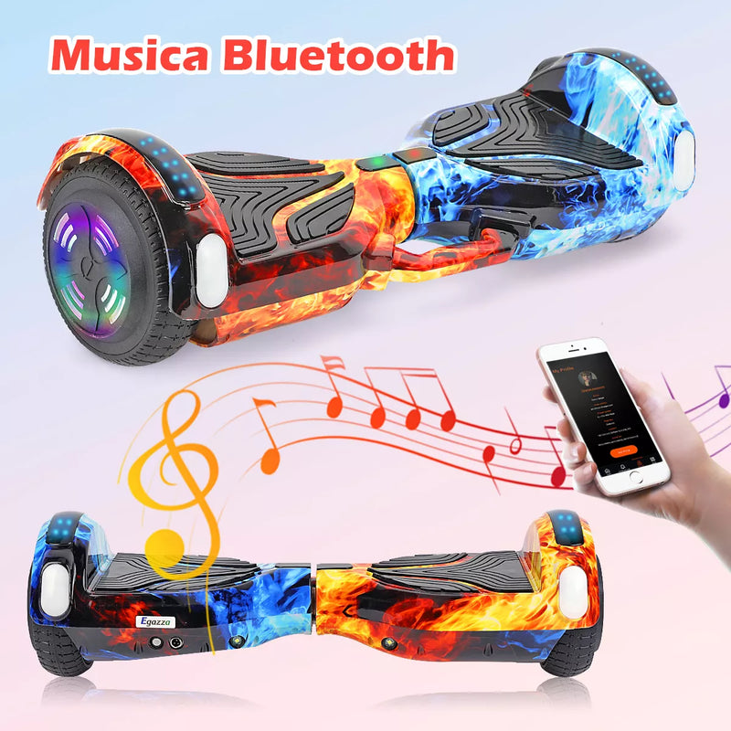 Skate Elétrico Hoverboard Overboard Com Bluetooth E Led 6,5 (Gelo e fogo)