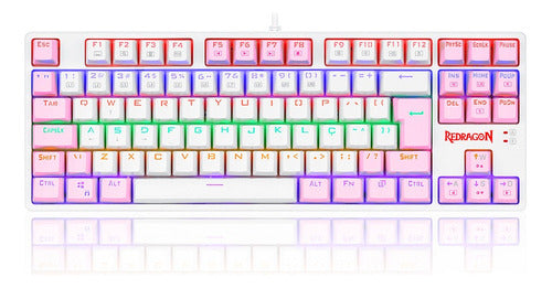 Teclado Gamer Redragon Daksa Branco/rosa - Switch Marrom