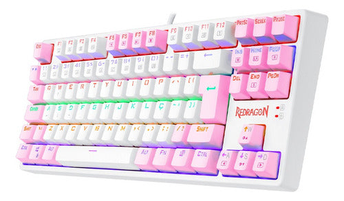 Teclado Gamer Redragon Daksa Branco/rosa - Switch Marrom